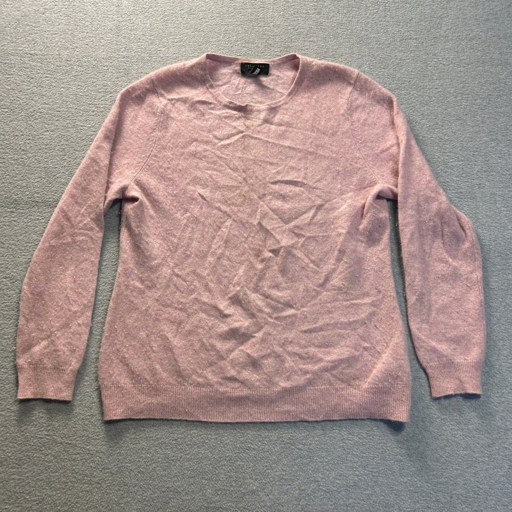 Cashmere Luxury Sweater Womens XL 100%Charter Club Pink Crew Neck Long Sleeve